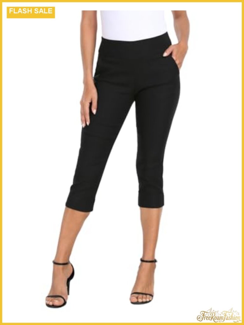 Pull On Capri Pants with Pockets, 19" Inseam, Stretch, Petite